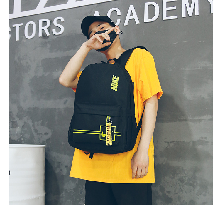 Black Yellow Nike Zipper Backpack